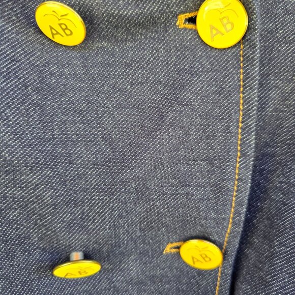 Y2k Double-Breasted Denim Trench Coat With Gold Detail Size L old money feel - Picture 13 of 14